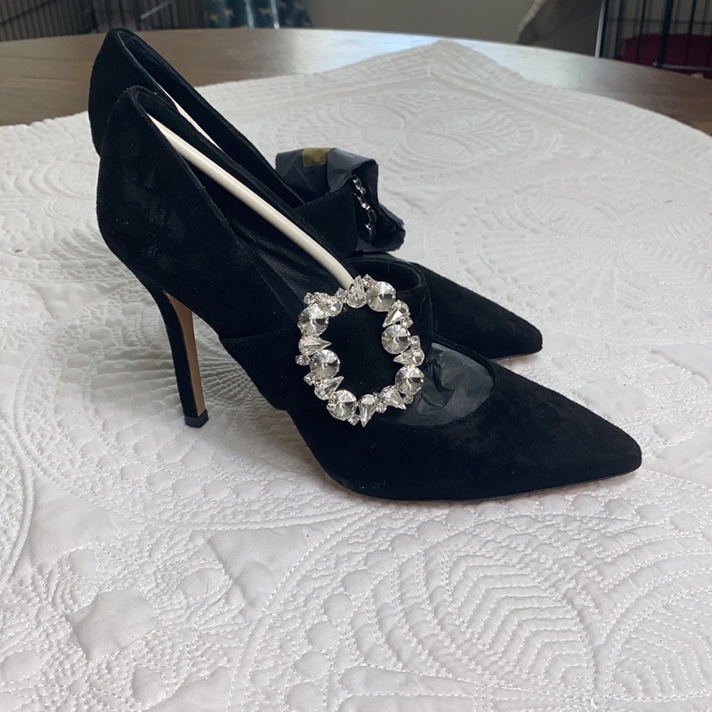 8 by Yoox women’s black suede heels